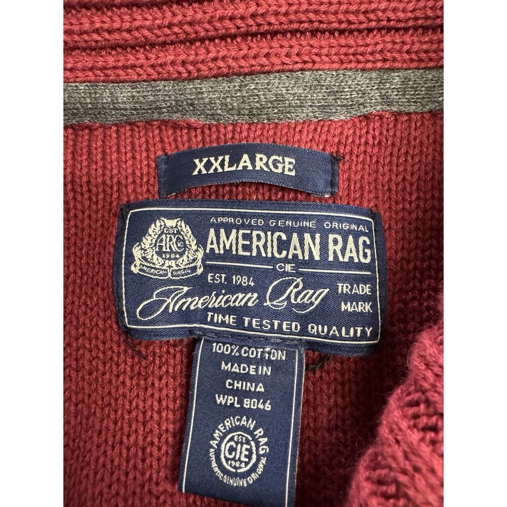 American Rag CIE Men's XXL Multi-Texture Shawl-Collar Sweater Dark Scarlet Red - Picture 3 of 6